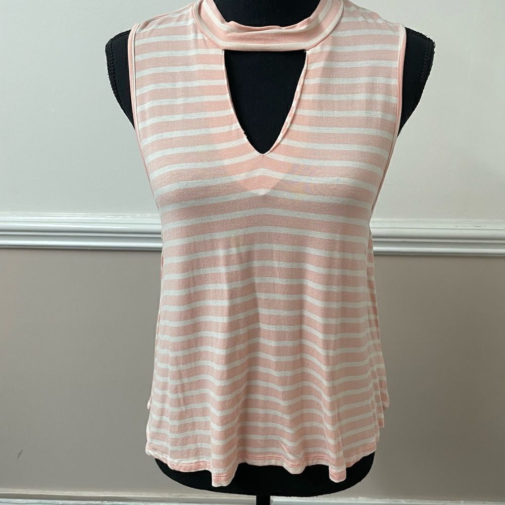 True Craft Striped High Neck Tank Top